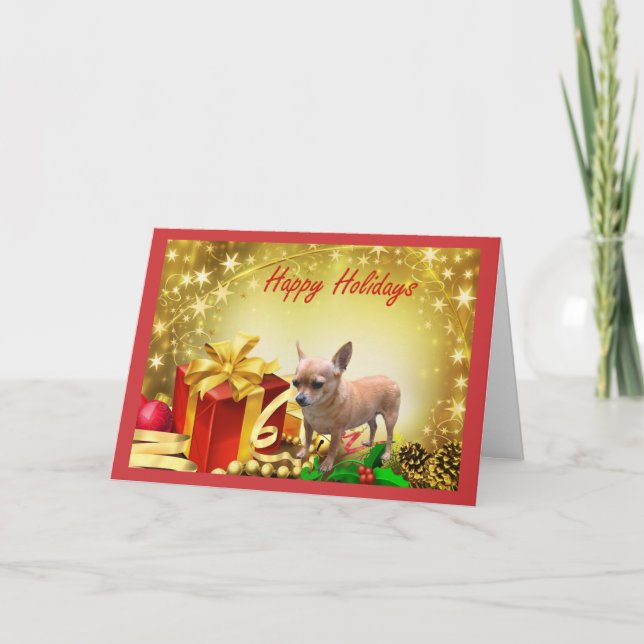 Carte de Noël Chihuahua Cadeaux de vacances (Devant)