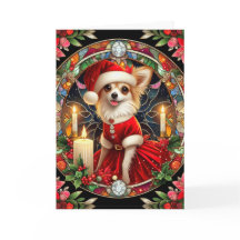 Carte de Noël Chihuahua Père Noël Robe