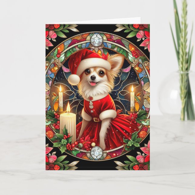 Carte de Noël Chihuahua Père Noël Robe (Devant)