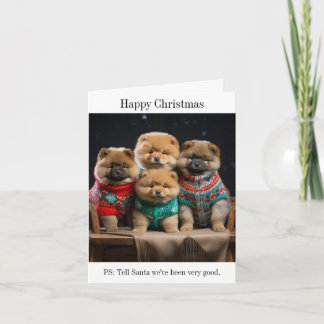Carte de Noël Chow Chow Puppies