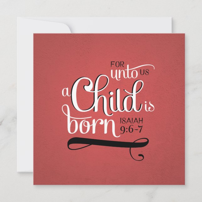 Carte de Noël chrétien un enfant est né Écriture (Devant)