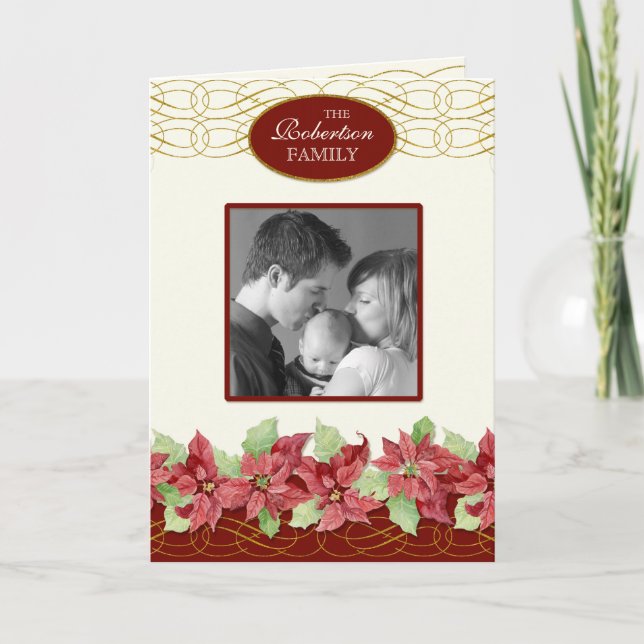 Carte de Noël chrétienne se lance 'n Poinsettias (Devant)