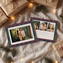 Carte de Noël classique à carreaux multiphoto