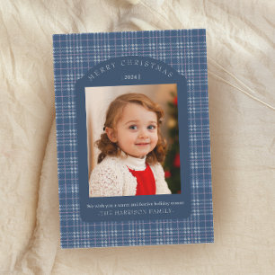 Carte de Noël classique à carreaux rose et bleu Pr