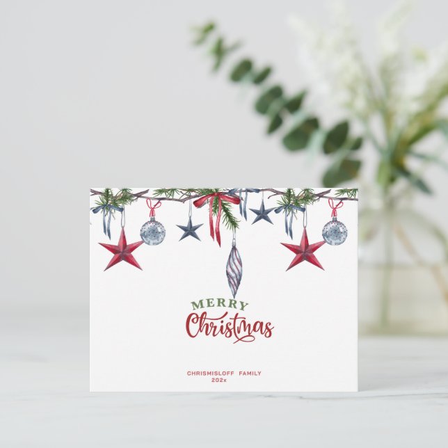 Carte de Noël classique, ornements de Noël personn (Debout devant)