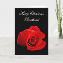 Carte de Noël classique romantique à la rose rouge