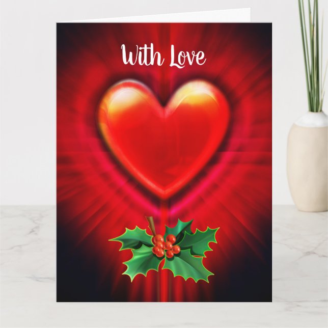 Carte de Noël coeur rouge profond message personna (Devant)
