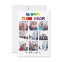 Carte de Noël - Collage Bonne Année Arc-en-ciel - 
