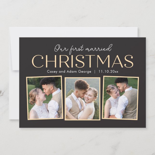 Carte de Noël Collage Jeune Mariée Photo de vacanc (Devant)