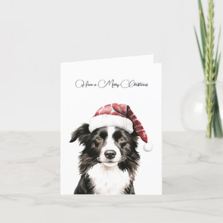 Carte de Noël Collie de la frontière personnalisée