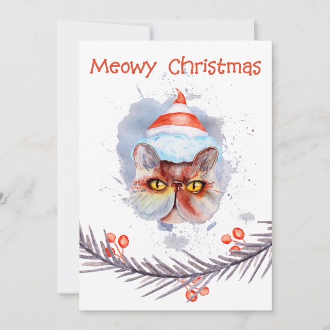 Carte de Noël colorée Meowy (Devant)