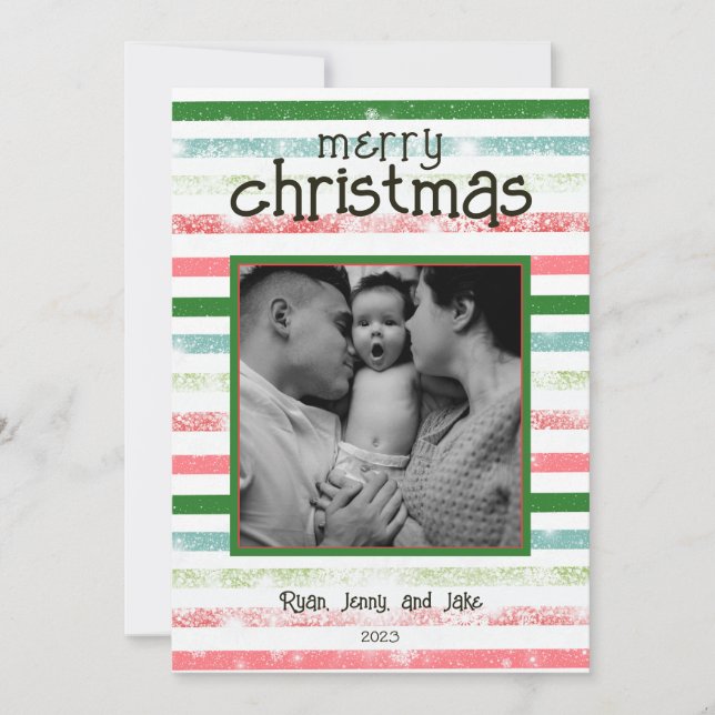 Carte de Noël colorée personnalisée (Devant)