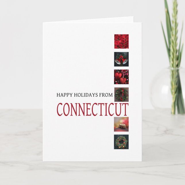 Carte de Noël Connecticut, état spécifique (Devant)