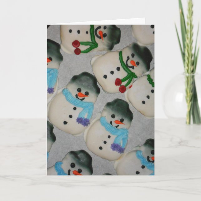 Carte de Noël "Cookies Bonhommes de Neige" (Devant)