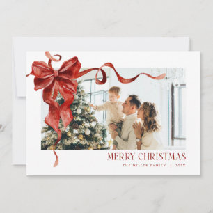 Carte de Noël Coquette Ruban Rouge pour Photo de F
