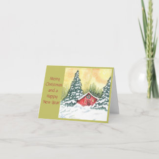 Carte de Noël Cottage Scène d'hiver