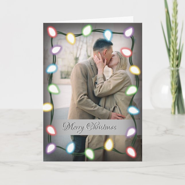 Carte de Noël Couple avec lumières colorées (Devant)