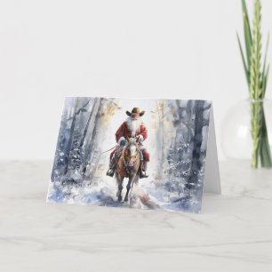 Carte de Noël Cowboy Père Noël