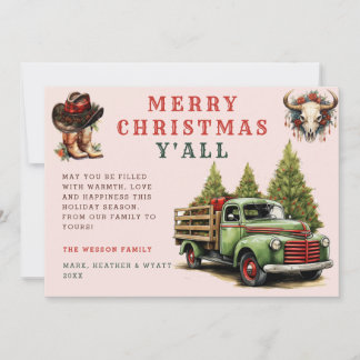 Carte de Noël Cowboy Western Aquarelle de Noël