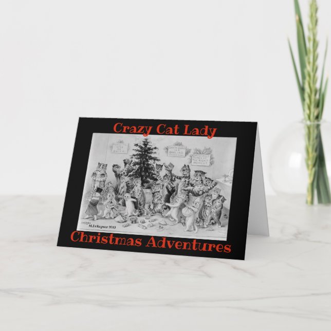 Carte de Noël Crazy Cat Lady Christmas Adventures (Devant)