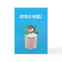 Carte de Noël, Cupcake français avec Robin