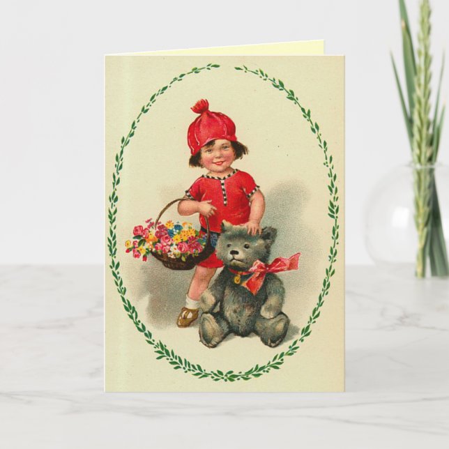 Carte de Noël Cute Kid Vintage (Devant)