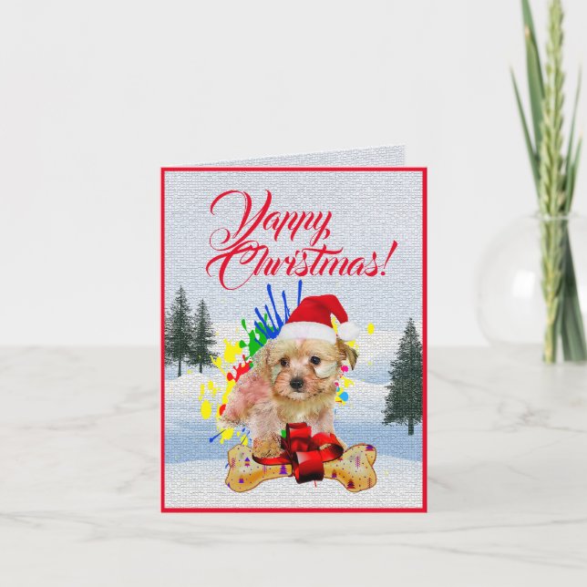 Carte de Noël Cute Morkie Dog (Devant)