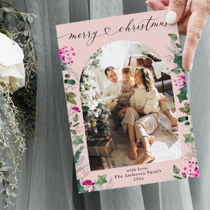 Carte de Noël Cute Pastel Rose 1 Arche Photo