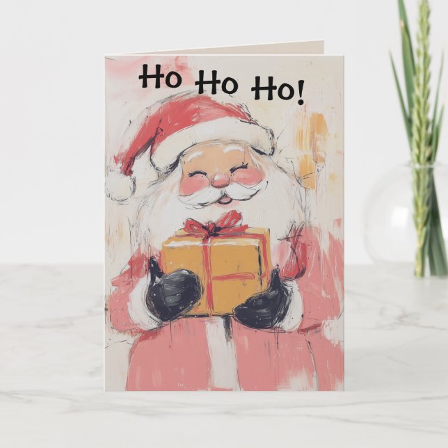 Carte de Noël Cute Pastel Santa Claus (Devant)