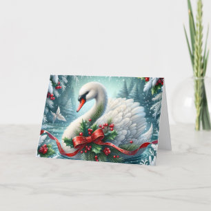 Carte de Noël Cygne sous la neige