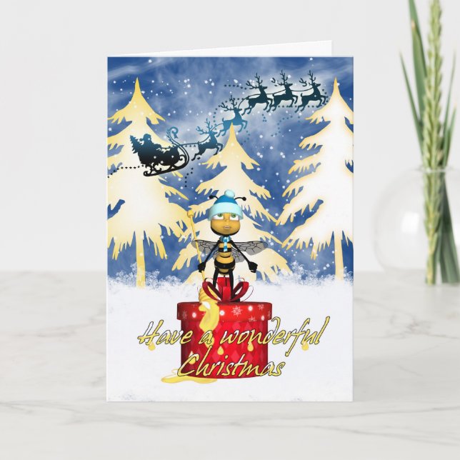 Carte de Noël d'abeille de miel - abeille de miel (Devant)