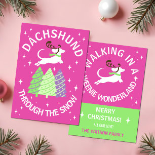 Carte de Noël Dachshund à travers la neige