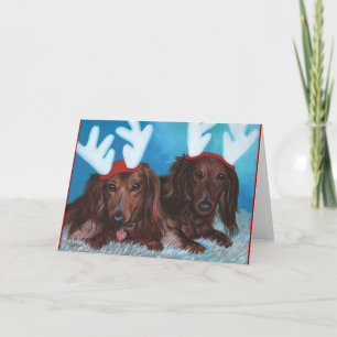 Carte de Noël Dachshund Doxie Pair