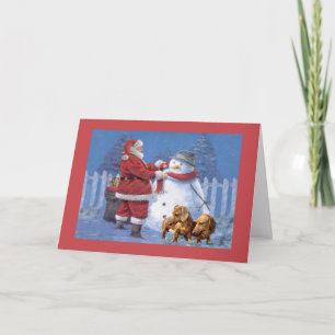 Carte de Noël Dachshund Père Noël Snowman