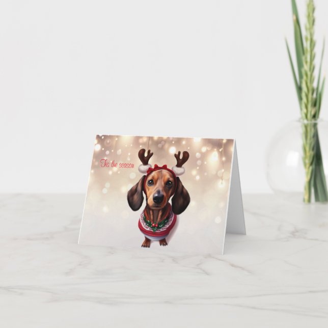 Carte de Noël Dachshund Reindeer (Devant)