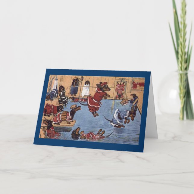 Carte de Noël Dachshund Vintage (Devant)