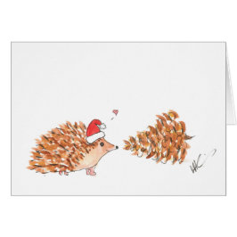 Carte de Noël d'amour de hérisson