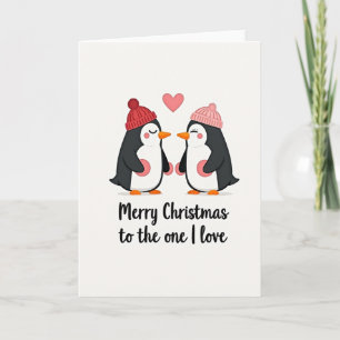 Carte de Noël d'amour de pingouin