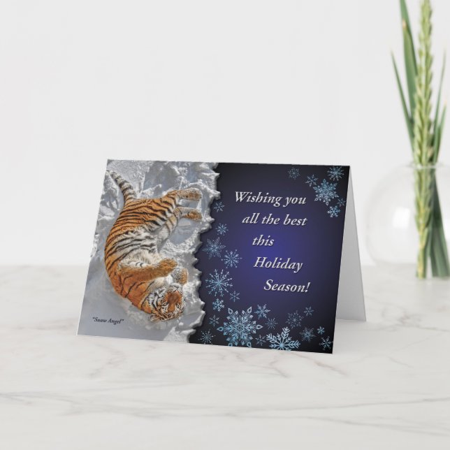 Carte de Noël d'ange de neige de tigre (Devant)