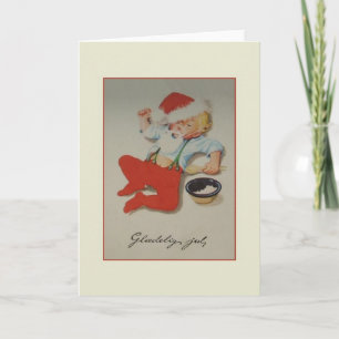 Carte de Noël danoise vintage pour bébé Glæ délire