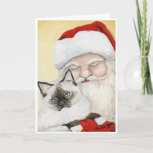 Carte de Noël d'art de chat et "de Père Noël de