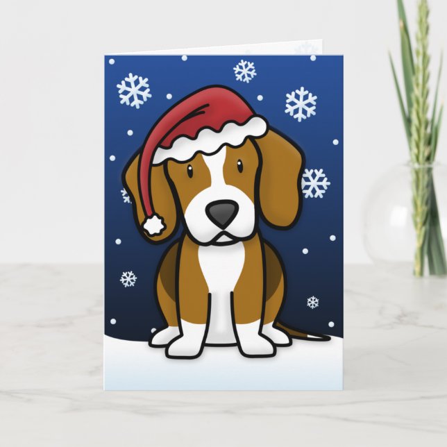 Carte de Noël de beagle de Kawaii (Devant)
