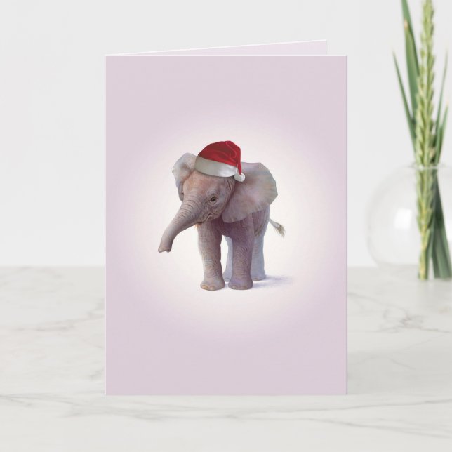 Carte de Noël de bébés d'éléphant de Noël (Devant)
