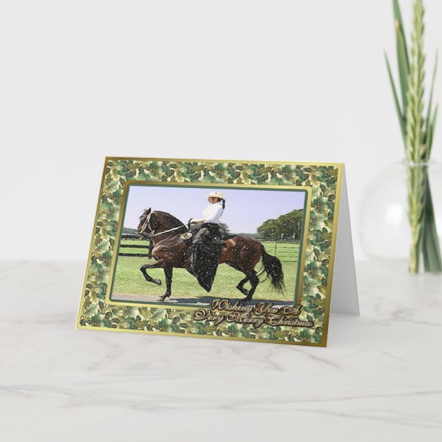 Carte de Noël de blanc de cheval de Paso Fino (Devant)
