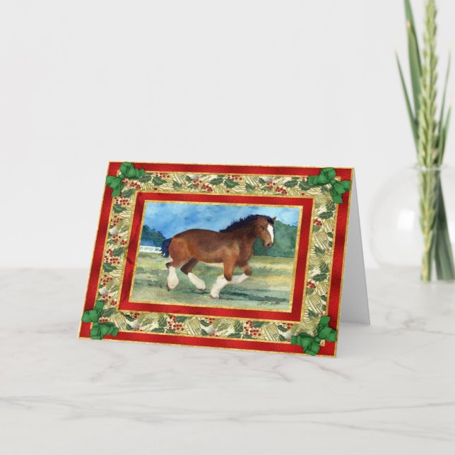 Carte de Noël de blanc de cheval de trait de (Devant)