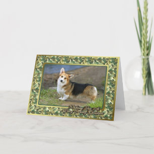 Carte de Noël de blanc de chien de corgi de