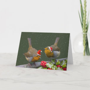 Carte de Noël de Bobbin' Robins (message vierge)