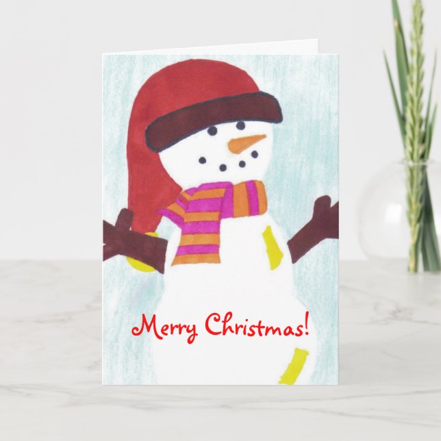 Carte de Noël de bonhomme de neige (Devant)