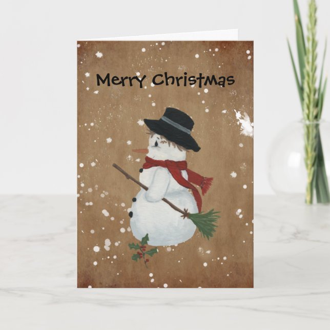 Carte de Noël de bonhomme de neige de pays (Devant)