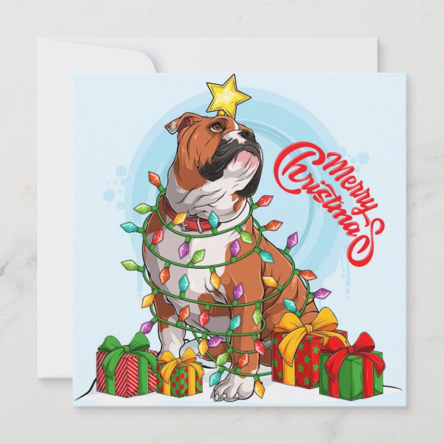 Carte de Noël de Bouledogue Anglais de Noël (Devant)